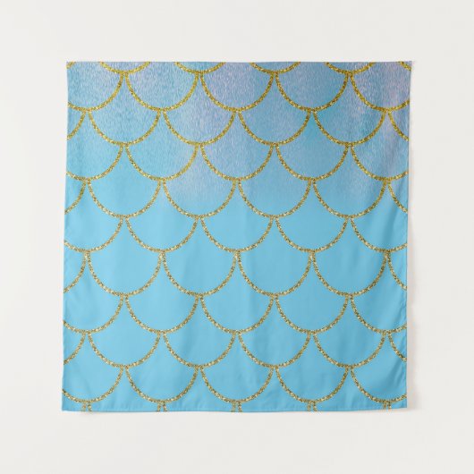 Tenture Fond de fête Sirène Bleu & Or (Devant)