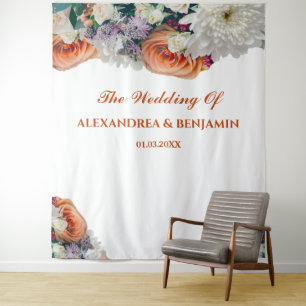 Tenture Fond de fleurs de mariage à l'aquarelle florale él