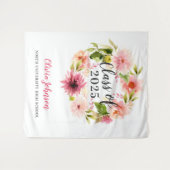 Tenture Fond de graduation à l'aquarelle fleuri rose 2025 (Devant (Horizontal))