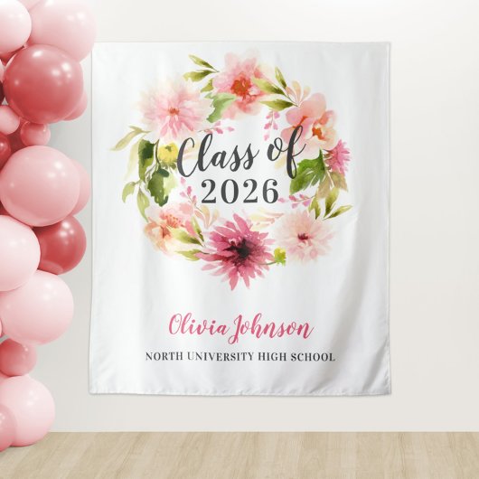 Tenture Fond de graduation à l'aquarelle fleuri rose 2026
