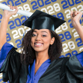 Tenture Fond de graduation bleu et or