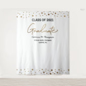 Tenture Fond de graduation confettis dorés de la promotion (Devant)