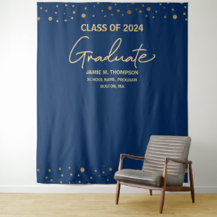 Tenture Fond de graduation de la promotion 2024 bleu royal