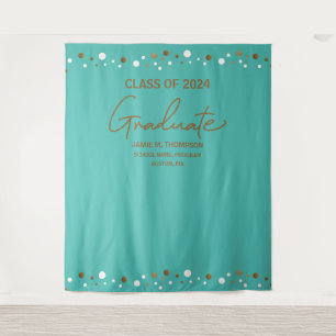 Tenture Fond de graduation de la promotion 2024 Teal Gold