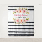 Tenture Fond de graduation moderne à fleurs roses et rayur (Devant)