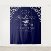 Tenture Fond de graduation moderne bleu argenté pour diplô (Devant)