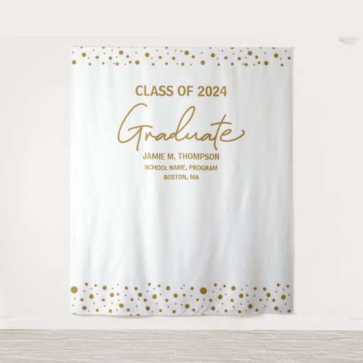 Tenture Fond de graduation promotion 2024 or et blanc (Devant)