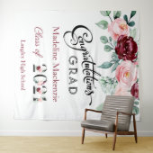 Tenture Fond de graduation rose burgundy floral 2021 (En situation (horizontale))