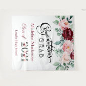 Tenture Fond de graduation rose burgundy floral 2021 (Devant (Horizontal))