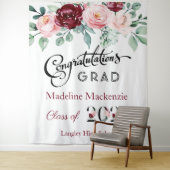 Tenture Fond de graduation rose burgundy floral 2021 (En situation)