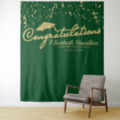 Tenture Fond de graduation vert or Félicitations (En situation)