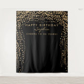 Tenture Fond de joyeux anniversaire avec confettis dorés, (Devant)
