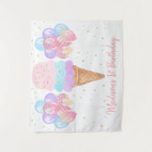 Tenture Fond de joyeux anniversaire pastel rose or glace (Devant)