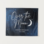 Tenture Fond De Lune Nom Date Baby Shower (Devant (Horizontal))