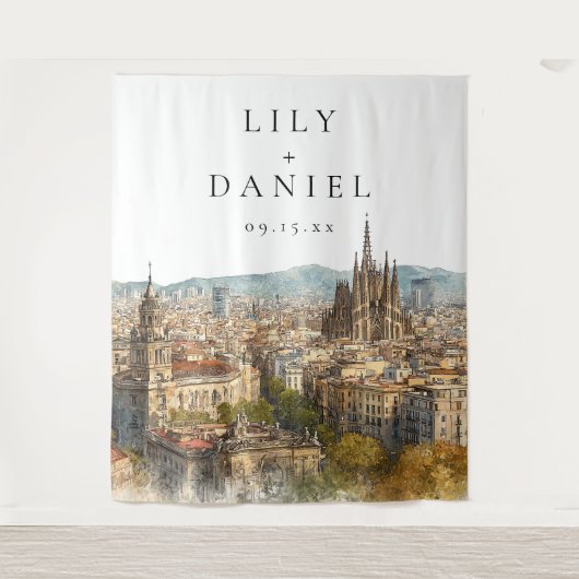 Tenture Fond de mariage à Barcelone (Devant)