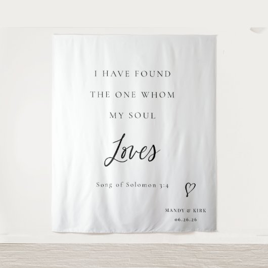 Tenture Fond de mariage à calligraphie élégante avec verse (Devant)