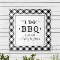 Fond de mariage à carreaux noirs 'I Do BBQ'