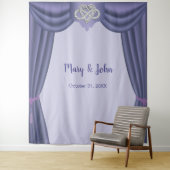 Tenture Fond de mariage à cœurs infinis bleu violet (En situation)