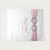 Tenture Fond de mariage à lanière rose argentée à l'infini (Devant (Horizontal))