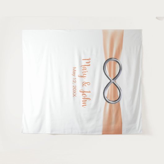 Tenture Fond de mariage à l'infini avec ruban argenté oran (Devant (Horizontal))