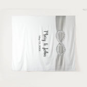 Tenture Fond de mariage à l'infini diamant ruban blanc (Devant (Horizontal))
