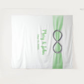 Tenture Fond de mariage à l'infini ruban vert argent (Devant (Horizontal))