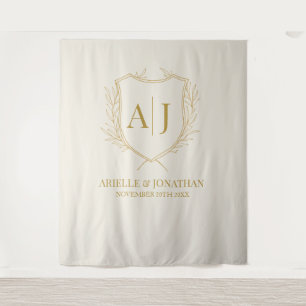 Tenture Fond de mariage à monogramme Bouclier élégant