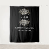 Tenture Fond de mariage à monogramme floral gothique (Devant)