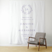 Tenture Fond de mariage à monogramme lavande (En situation)