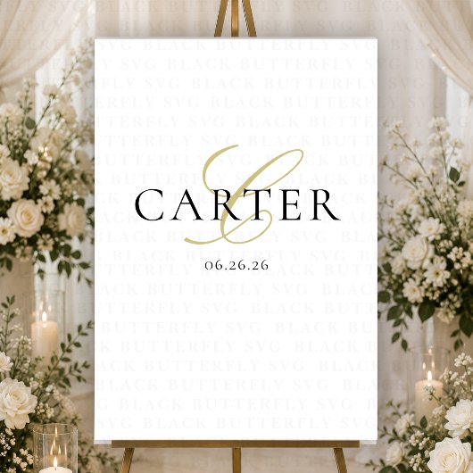 Tenture Fond de mariage à monogramme noir et blanc moderne