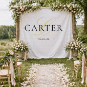 Tenture Fond de mariage à monogramme noir et blanc moderne