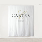 Tenture Fond de mariage à monogramme noir et blanc moderne (Devant)