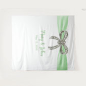 Tenture Fond de mariage à noeud diamant ruban vert (Devant (Horizontal))