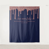 Tenture Fond de mariage à paillettes bleu marine et or ros (Devant)