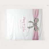 Tenture Fond de mariage à ruban rose avec noeud diamant (Devant (Horizontal))