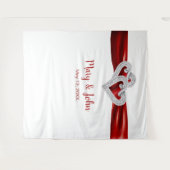 Tenture Fond de mariage à ruban rouge avec cœurs de diaman (Devant (Horizontal))