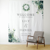 Tenture Fond de mariage au feuillage d'eucalyptus Monogram (En situation)