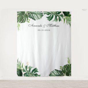 Tenture Fond de mariage aux feuilles de palmiers tropicaux