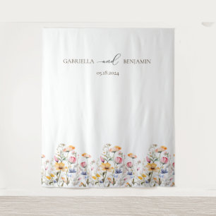 Tenture Fond de mariage aux fleurs sauvages de prairie à l