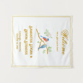 Tenture Fond de mariage aux merles bleus (Devant (Horizontal))