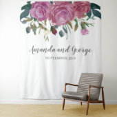 Tenture Fond de mariage aux roses aquarelles floral (En situation)