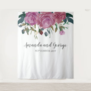 Tenture Fond de mariage aux roses aquarelles floral