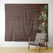 Tenture Fond de mariage avec feuilles d'eucalyptus rustiqu (En situation (horizontale))