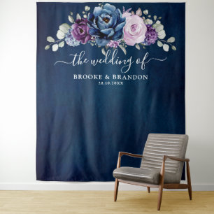 Tenture Fond de mariage avec fleurs de lilas bleu poussiér