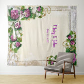 Tenture Fond de mariage avec Hydrangea pourpre et dentelle (En situation (horizontale))