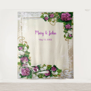 Tenture Fond de mariage avec Hydrangea pourpre et dentelle