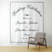 Tenture Fond de mariage blanc élégant et personnalisé clas (En situation)