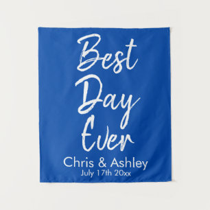 Tenture Fond de mariage bleu cobalt personnalisé Meilleur