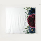 Tenture Fond de mariage bleu marine Bourgogne Photobooth (Devant (Horizontal))