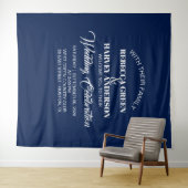 Tenture fond de mariage bleu marine nautique de plage côti (En situation (horizontale))